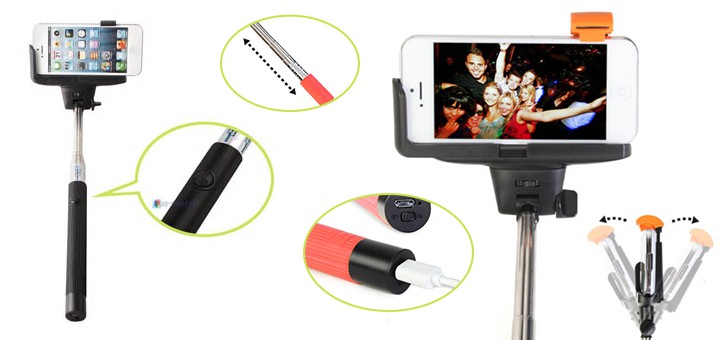bluetooth selfie stick iphone android samsung galaxy